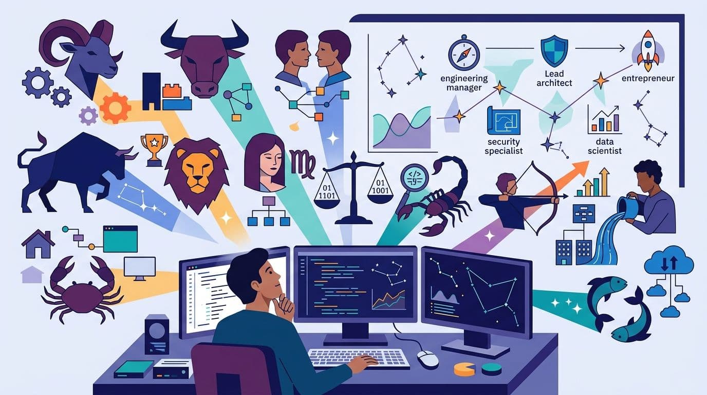 Astrologia de carreira para desenvolvedores de software e engenheiros: guia completo 2026